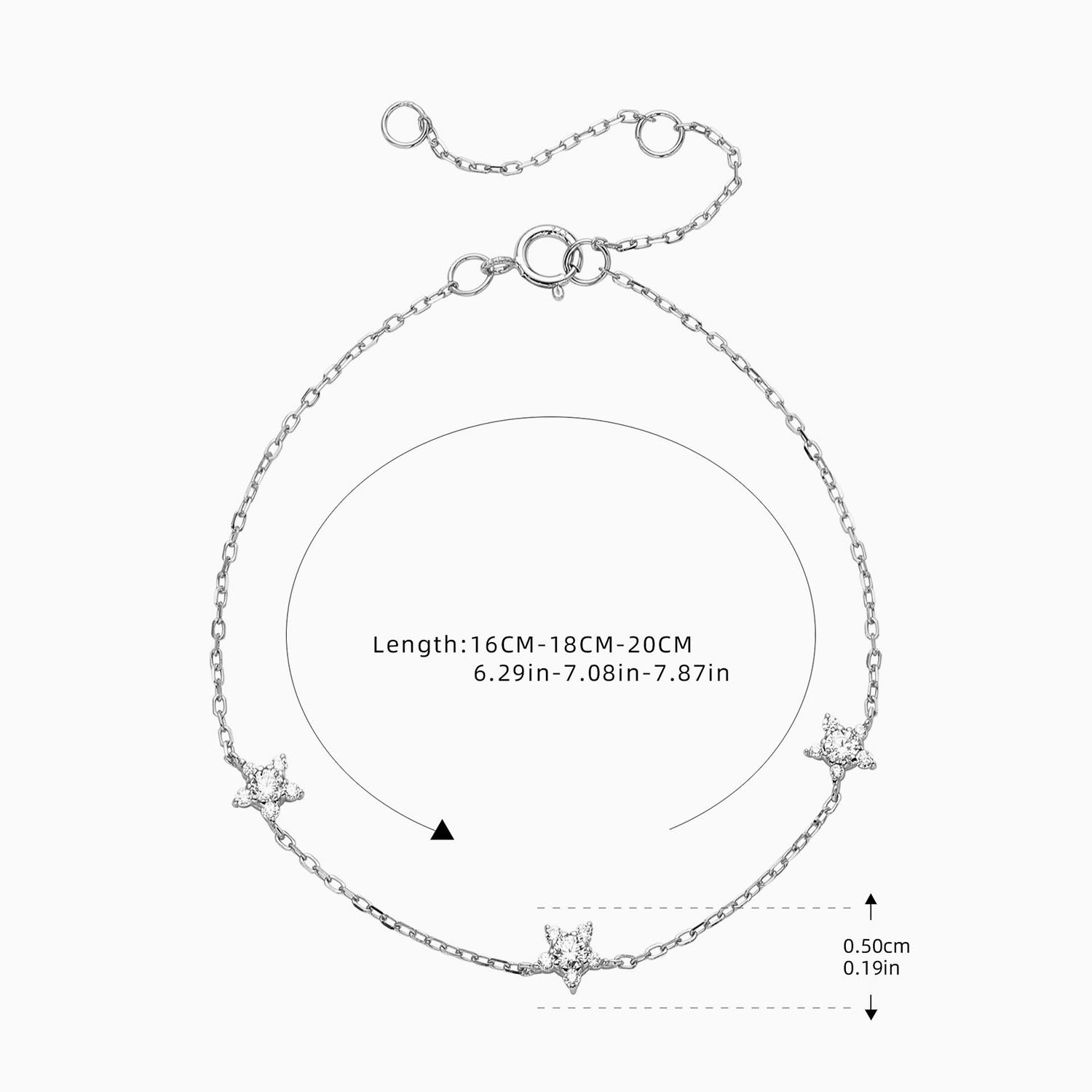 Diamond Star Station Bracelet - Silver