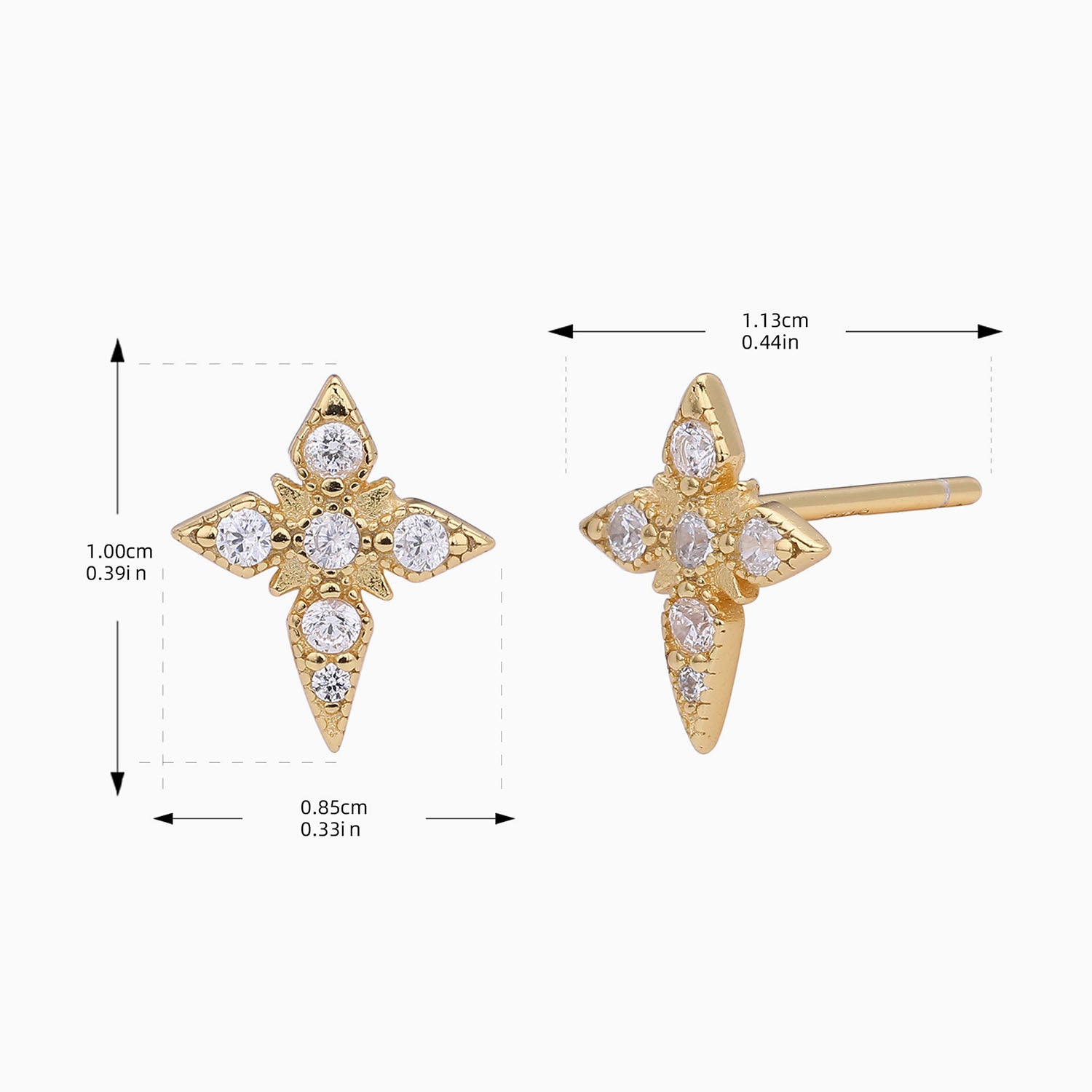 Diamond Star Stud Earrings - Gold