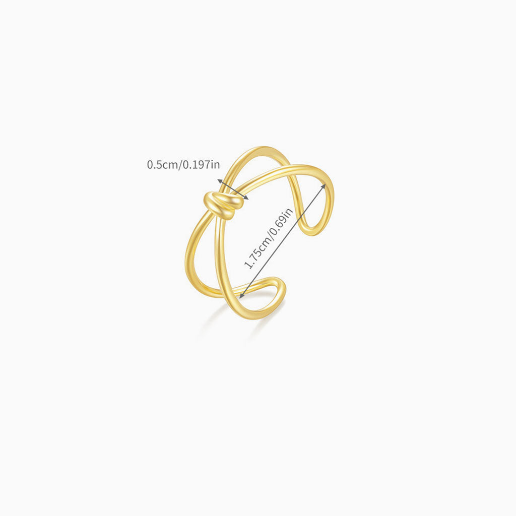 Double Band Knot Open Crossover Ring - Gold