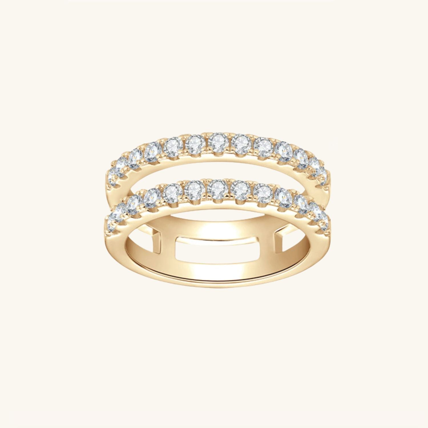 Double Band Moissanite Ring - Gold