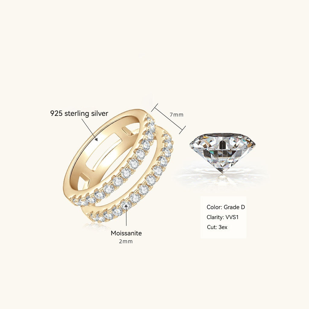 Double Band Moissanite Ring - Gold