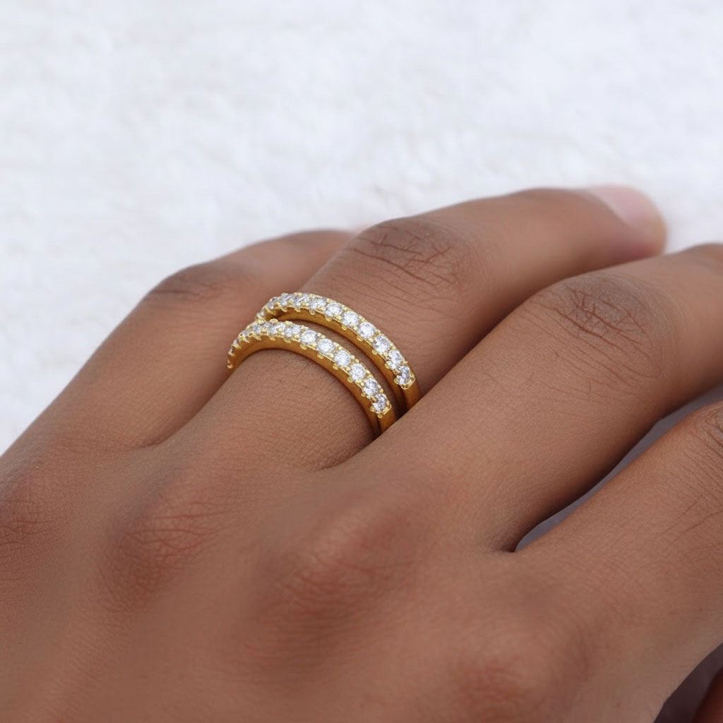 Double Band Moissanite Ring - Gold