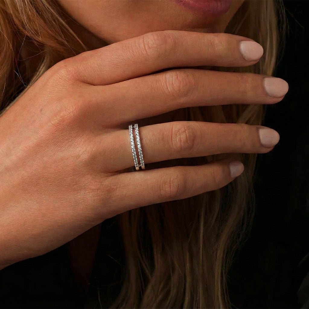 Double Band Moissanite Ring - Silver