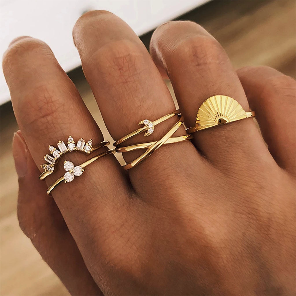 Double Band Open Crossover Ring - Gold