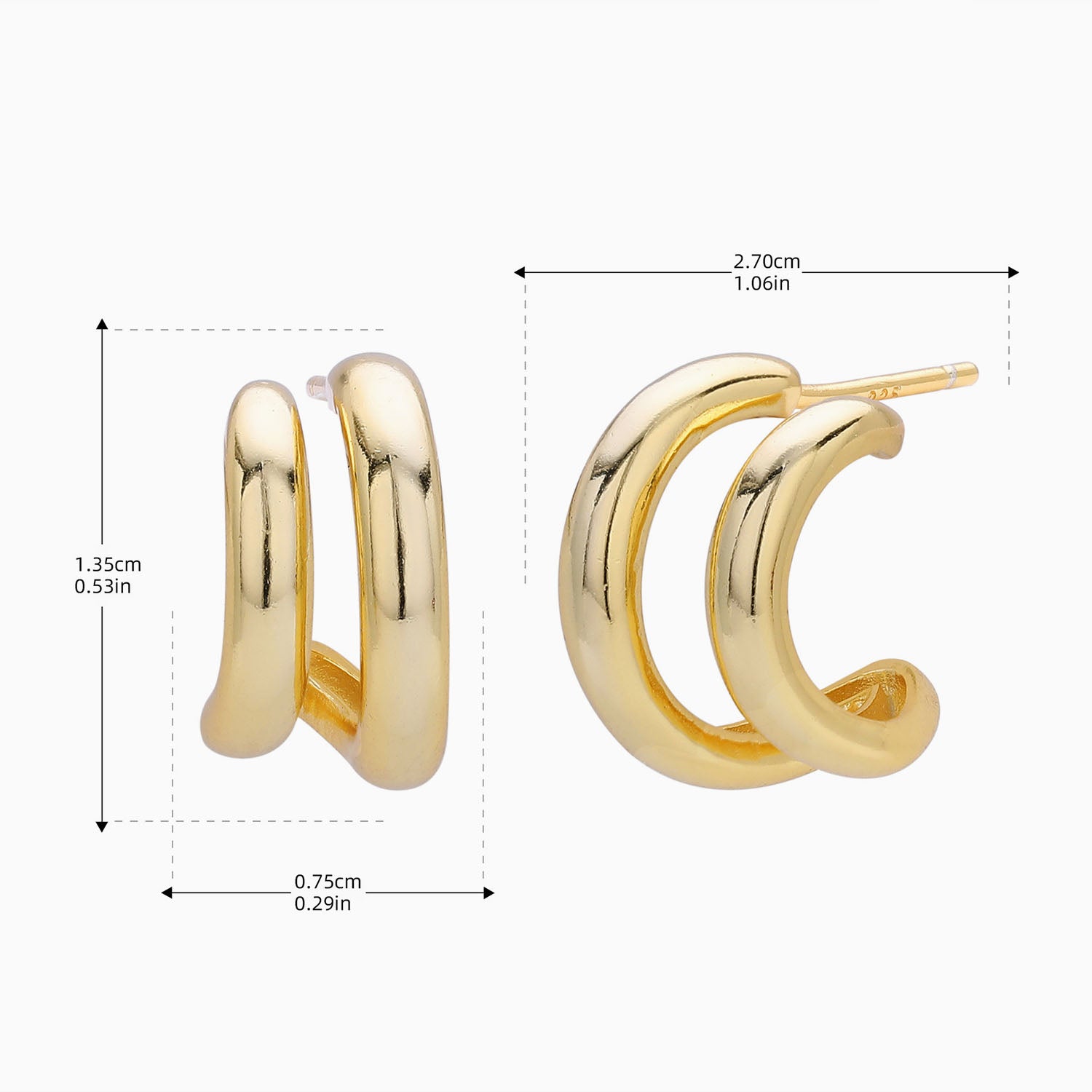 Double C Hoop Illusion Earrings - Gold