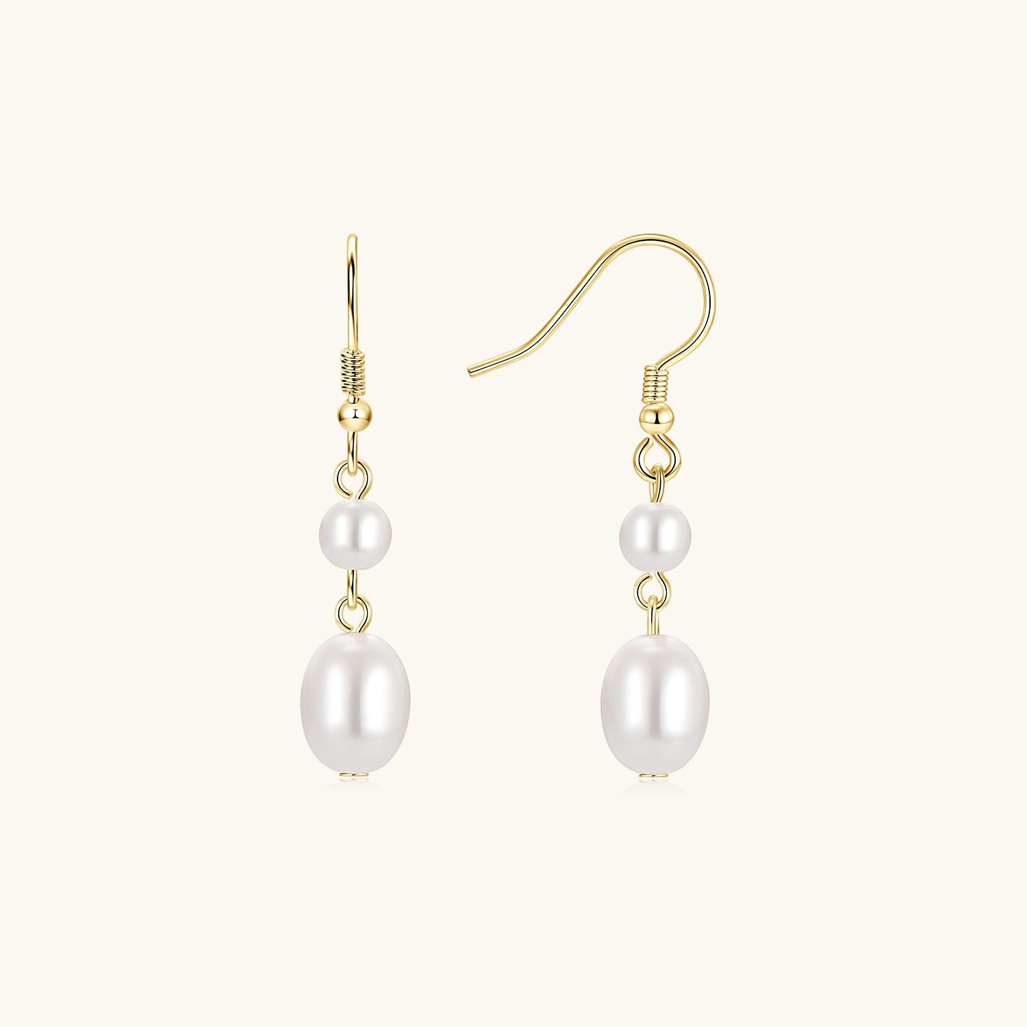 Double Pearl Drop Earrings - Gold