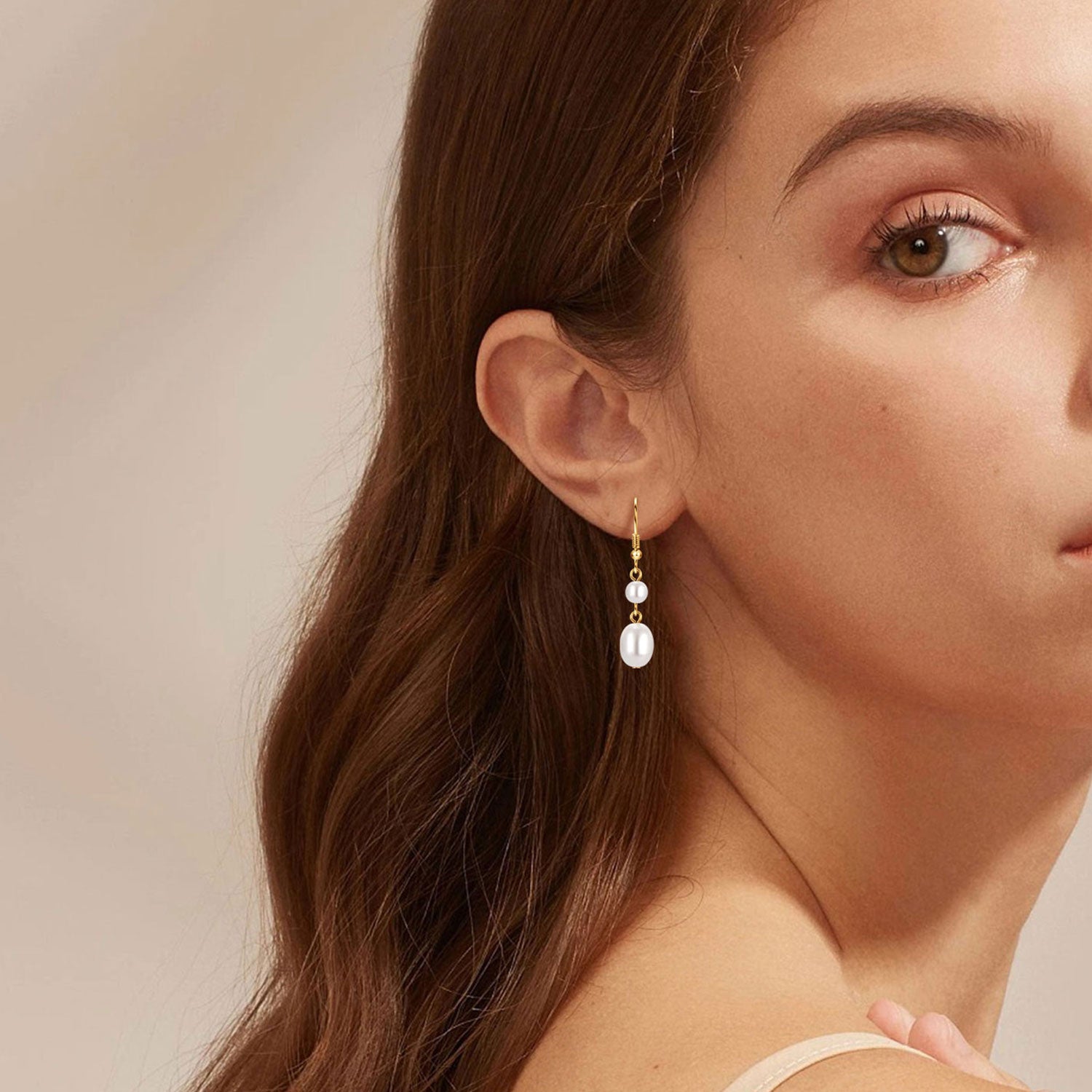 Double Pearl Drop Earrings - Gold