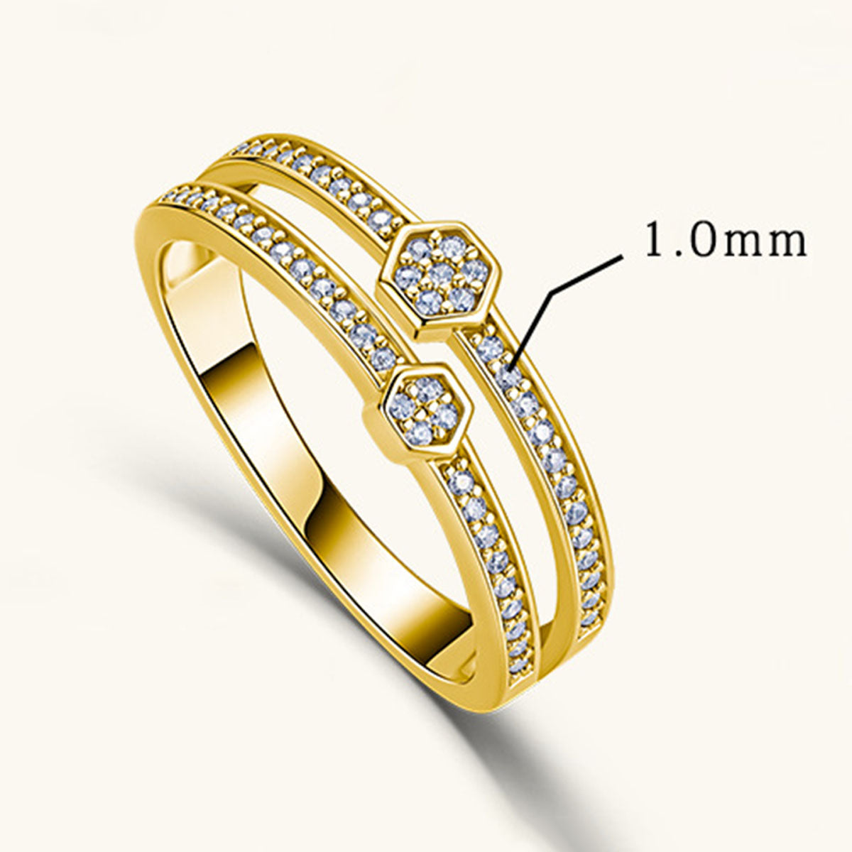 Double Row Moissanite Half Eternity Band Ring - Gold