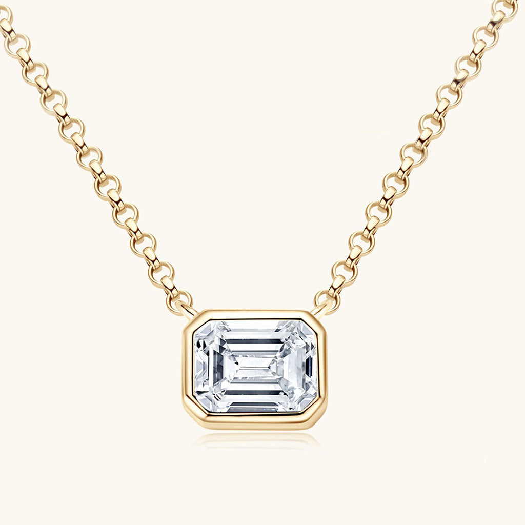 Emerald Cut Moissanite Pendant Necklace - Gold