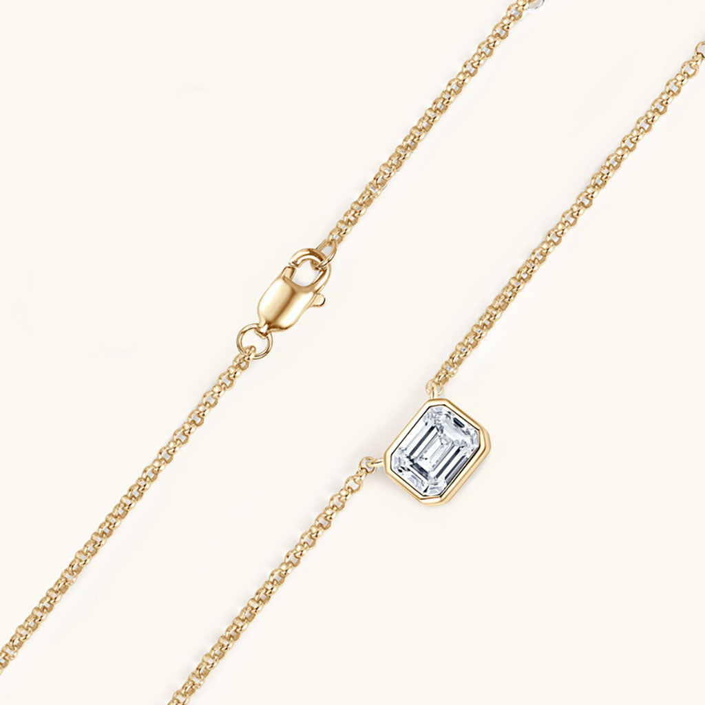 Emerald Cut Moissanite Pendant Necklace - Gold