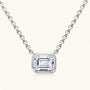 Emerald Cut Moissanite Pendant Necklace - Silver