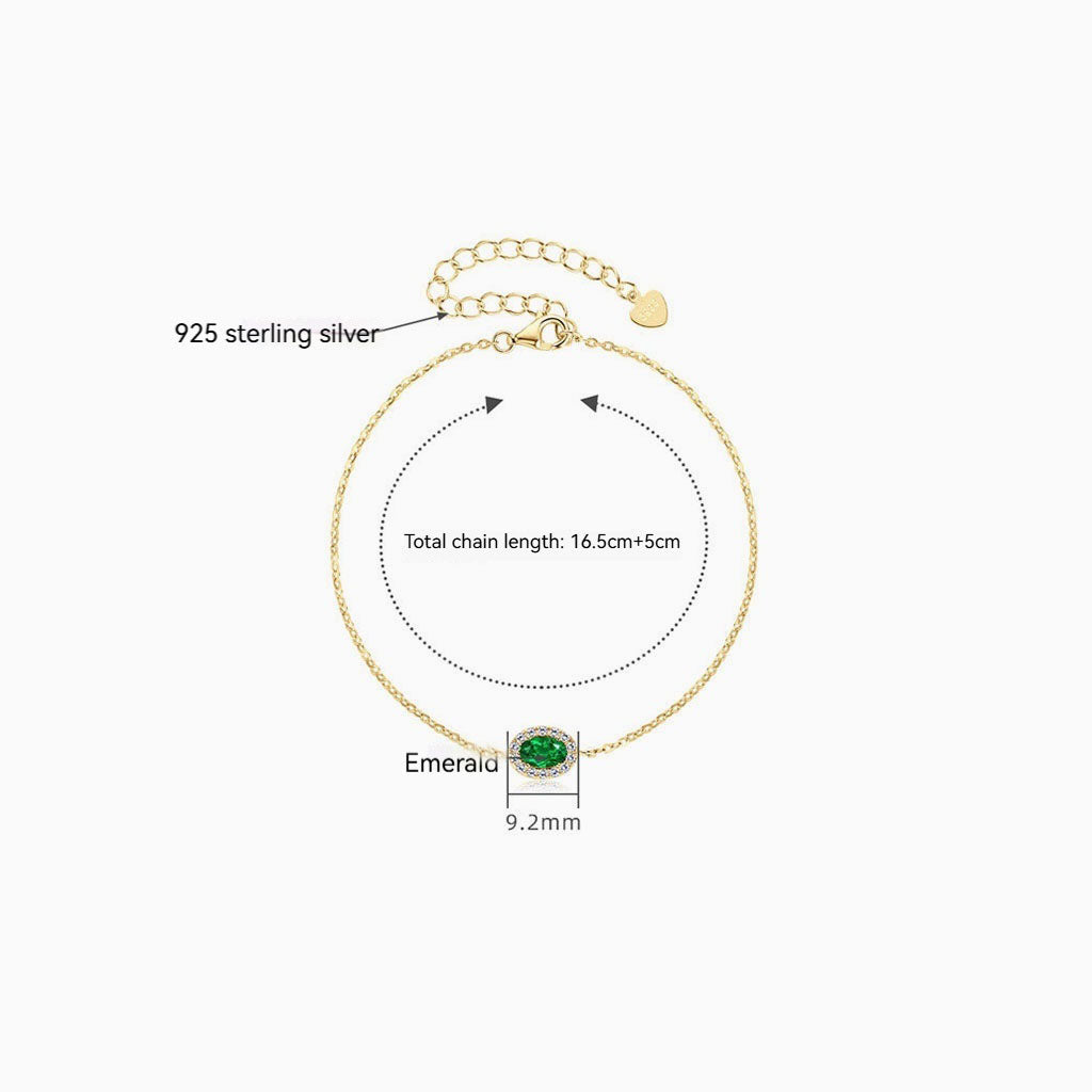 Emerald Diamond Halo Bracelet - Gold