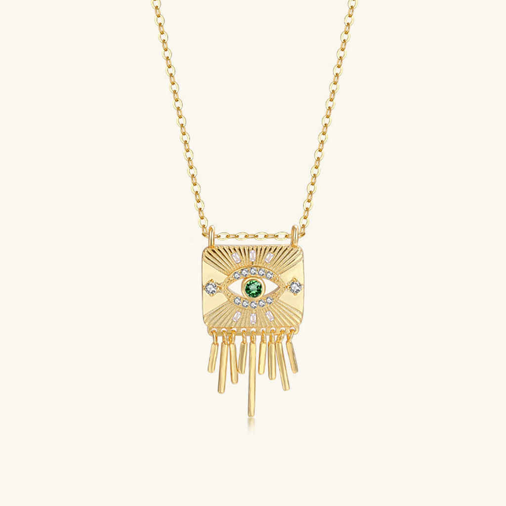 Emerald Evil Eye Pendant Necklace - Gold