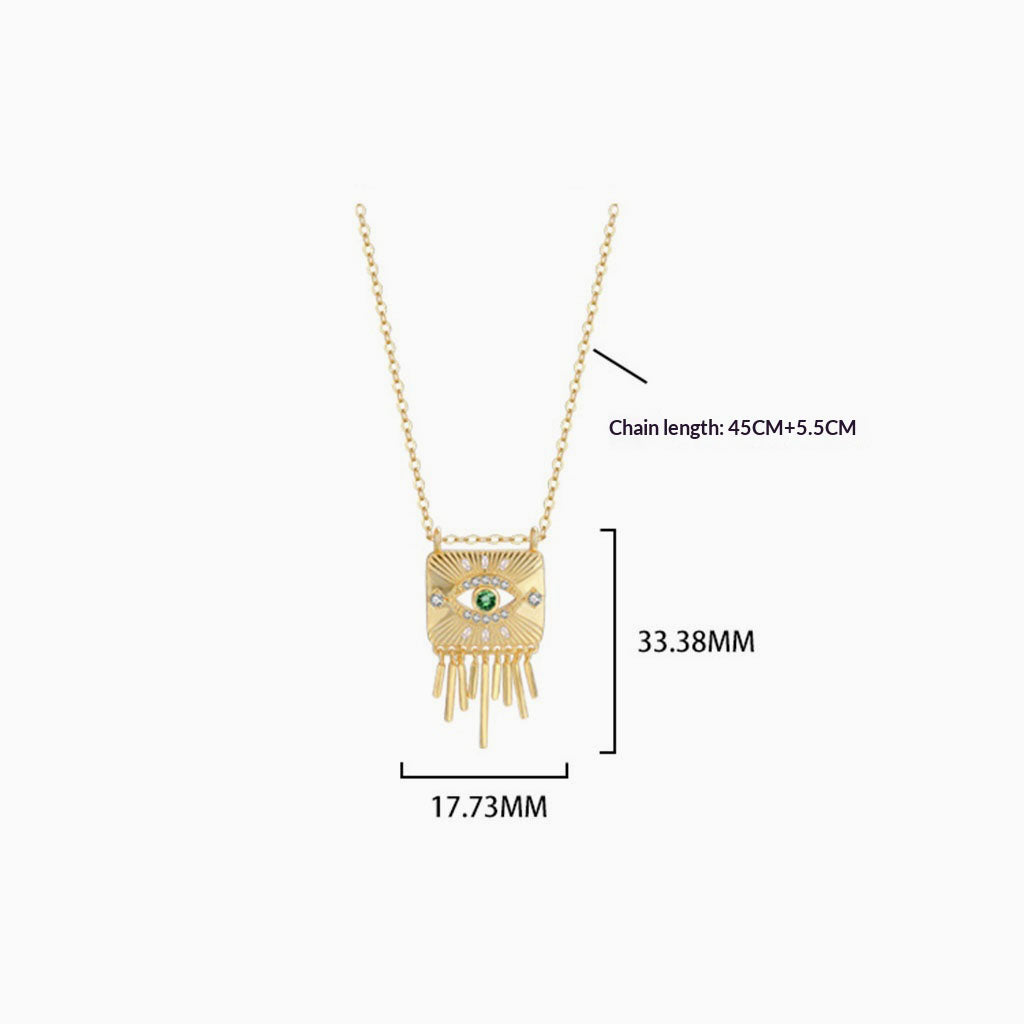 Emerald Evil Eye Pendant Necklace - Gold