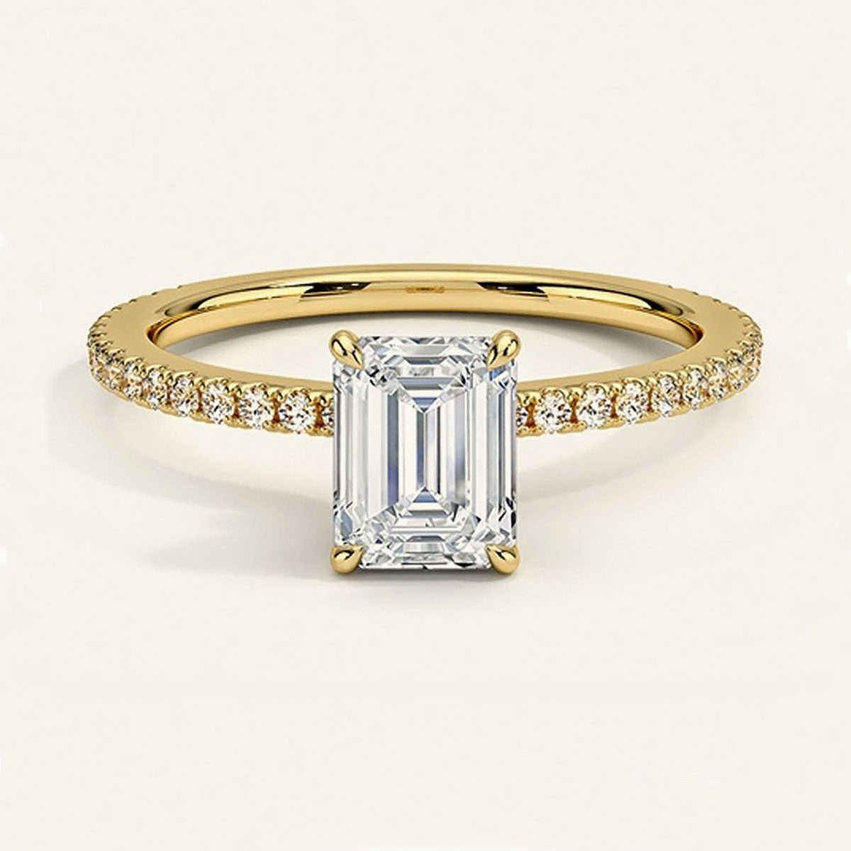 Emerald Pavé Moissanite Ring - Gold