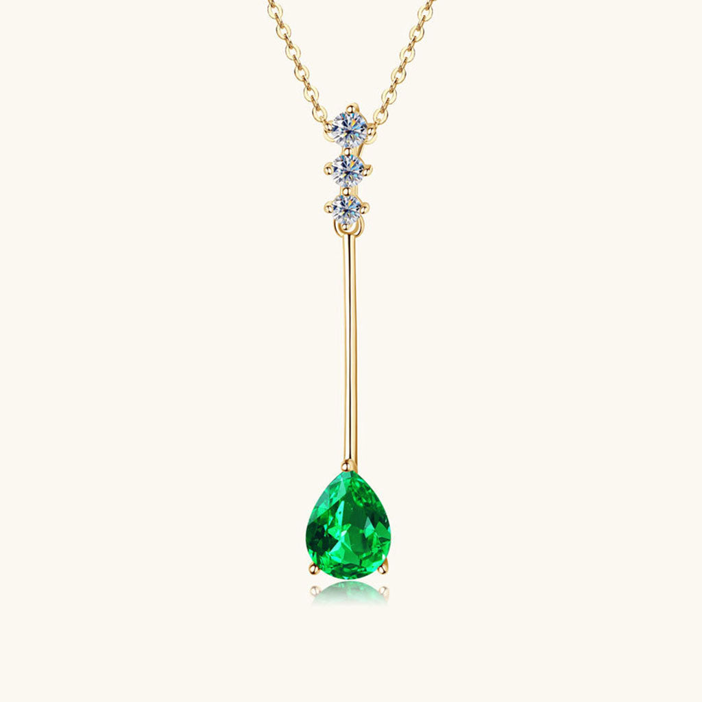 Emerald Violin Four Stone Necklace - Gold