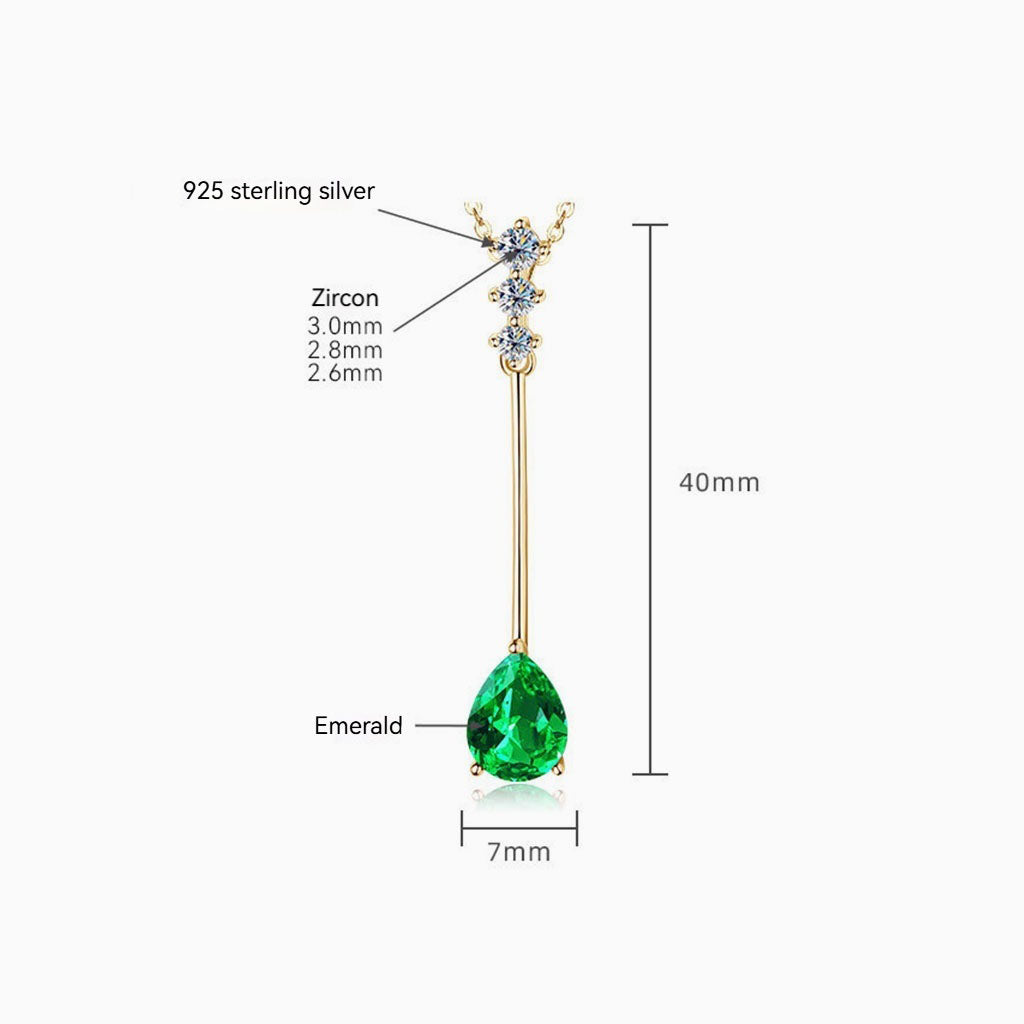 Emerald Violin Four Stone Necklace - Gold
