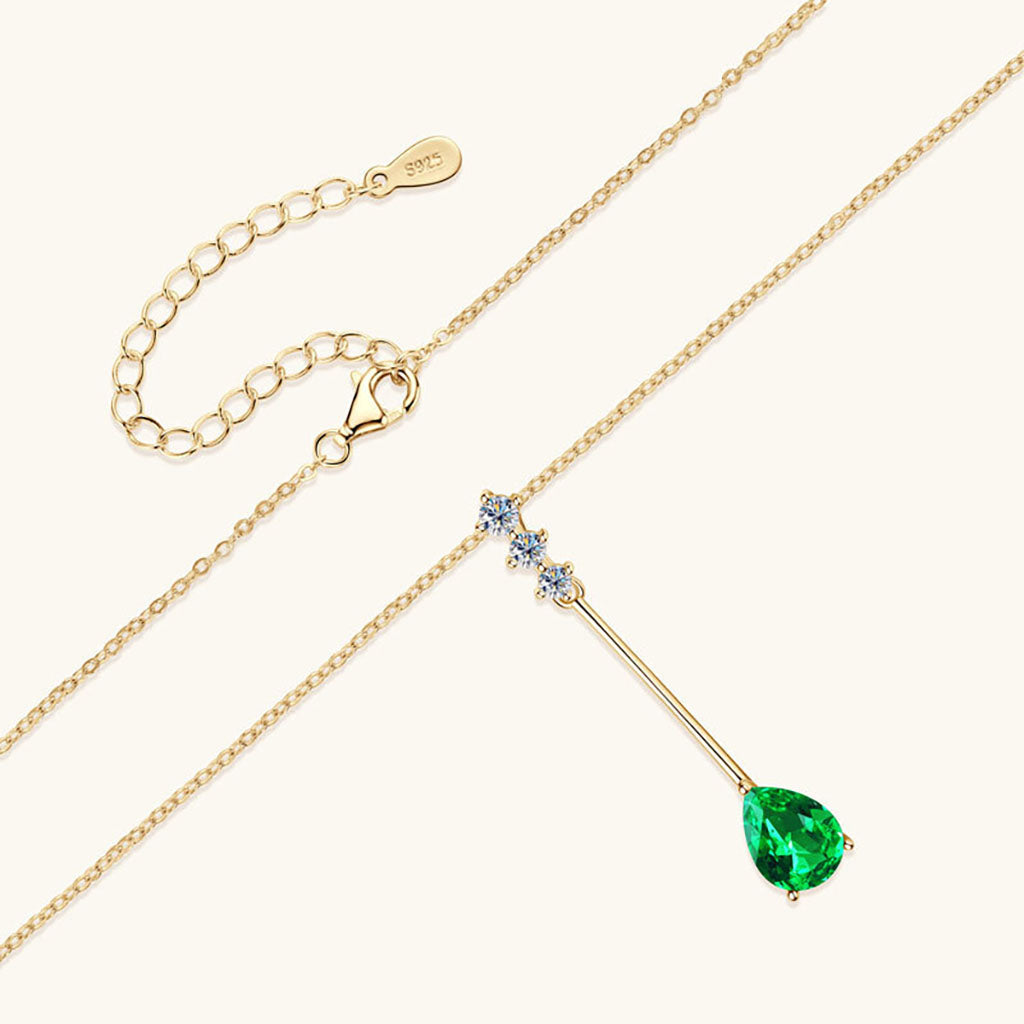 Emerald Violin Four Stone Necklace - Gold