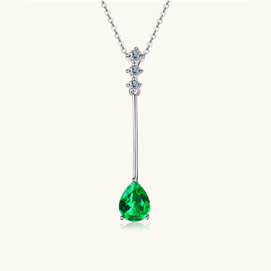 Emerald Violin Four Stone Necklace - Silver