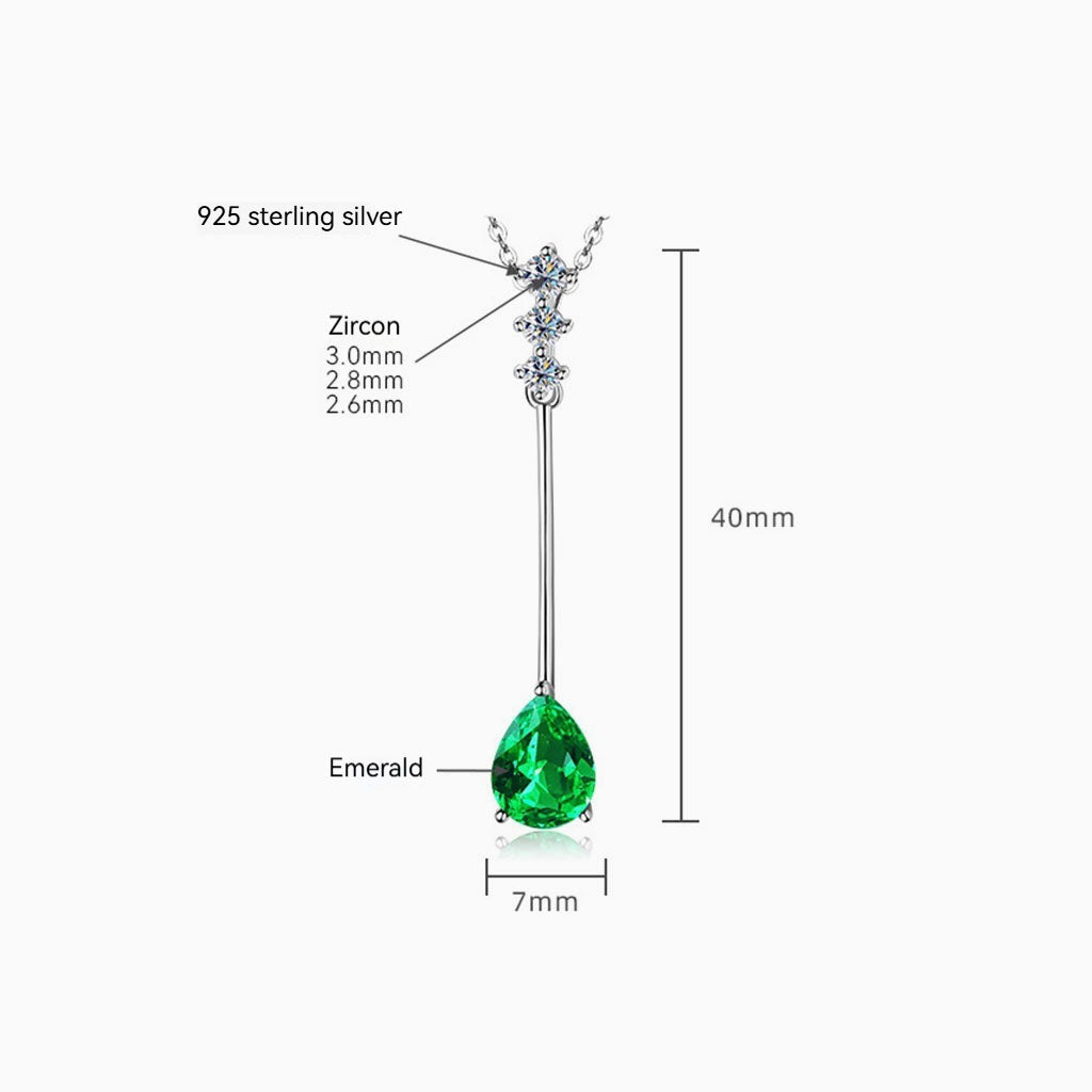 Emerald Violin Four Stone Necklace - Silver