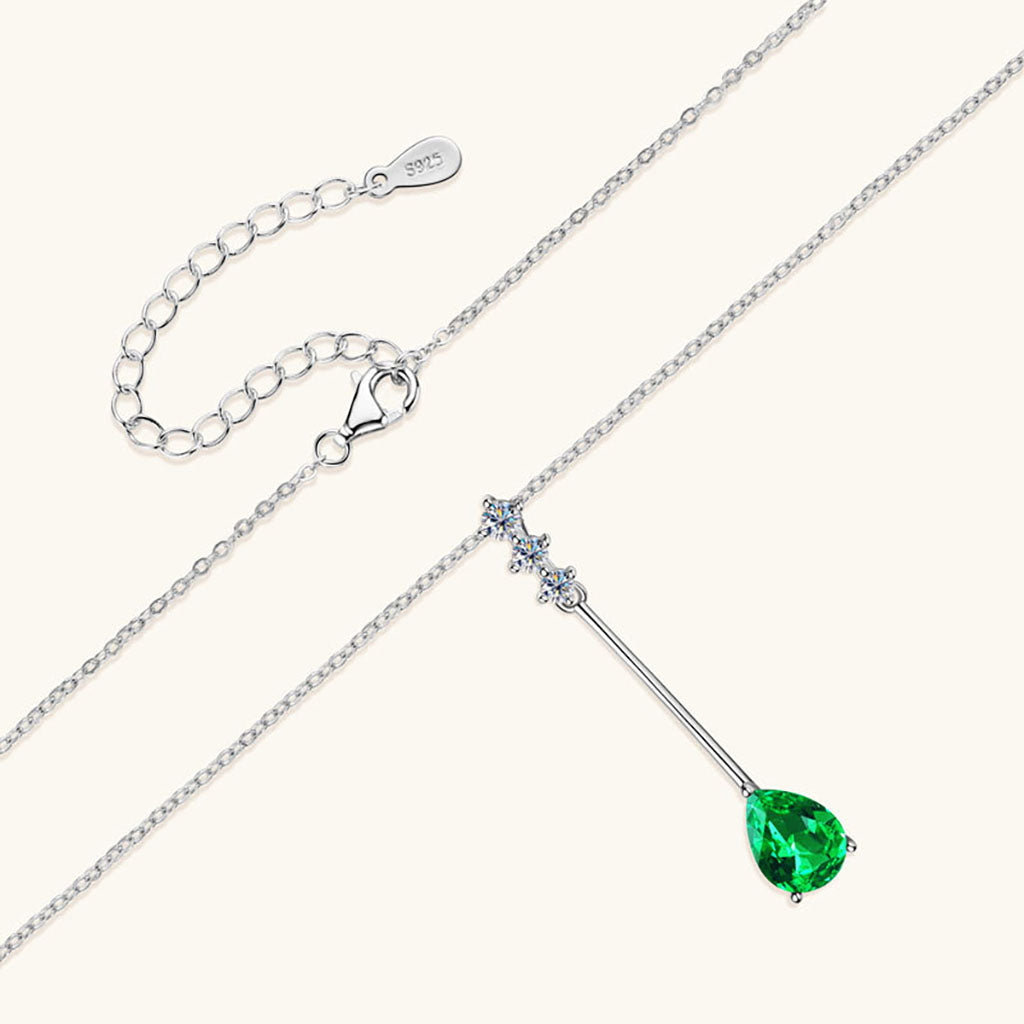 Emerald Violin Four Stone Necklace - Silver