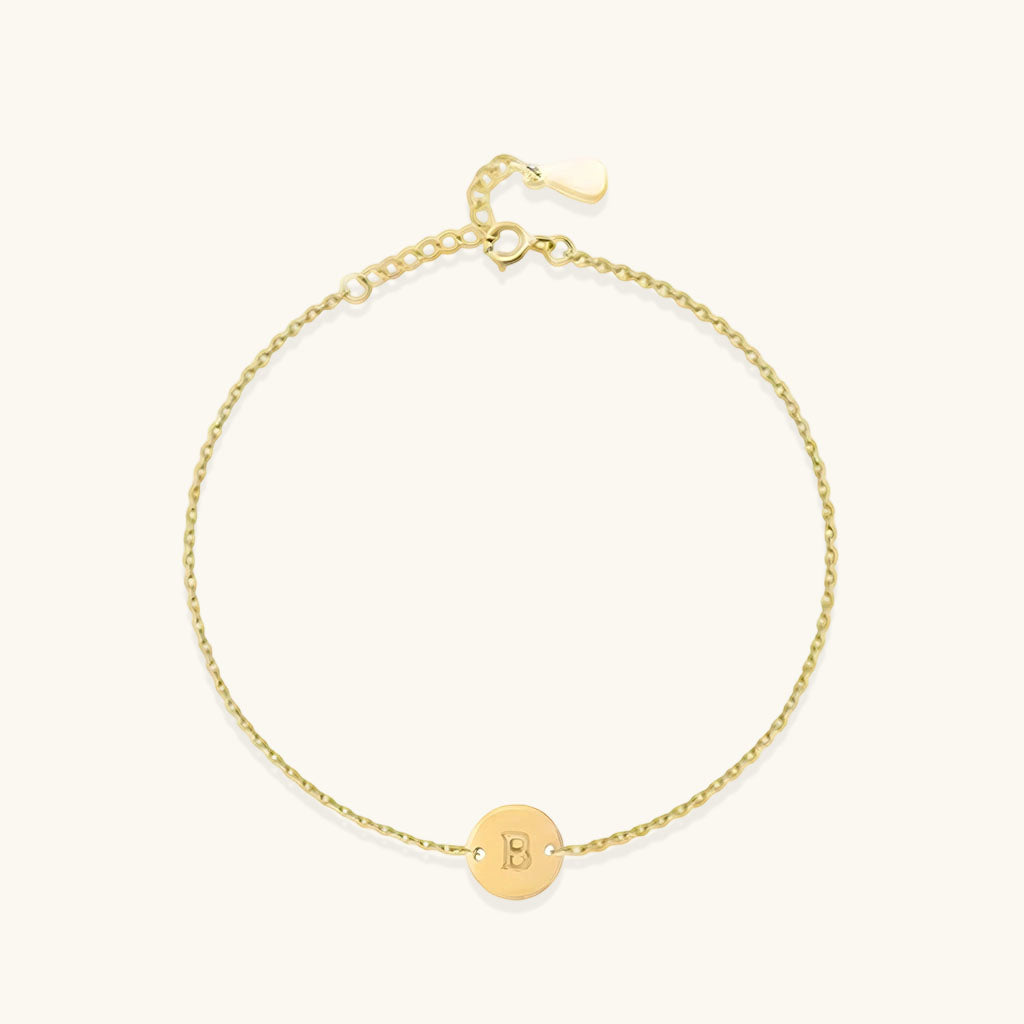 Engraved Initial Bracelet - Gold
