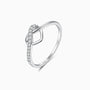 Entwined Diamond Heart Knot Ring - Silver