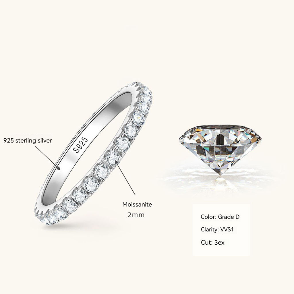 Eternity Moissanite Ring - Silver