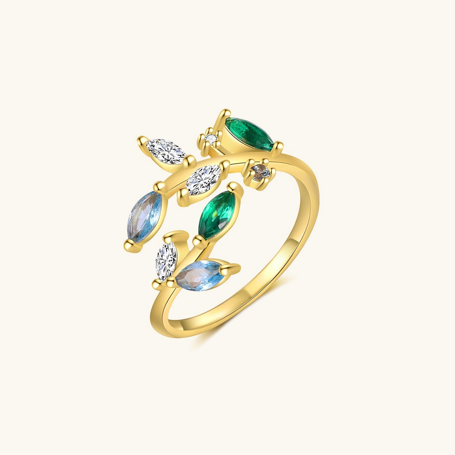 Evergreen Diamond Vine Wrap Open Ring - Gold