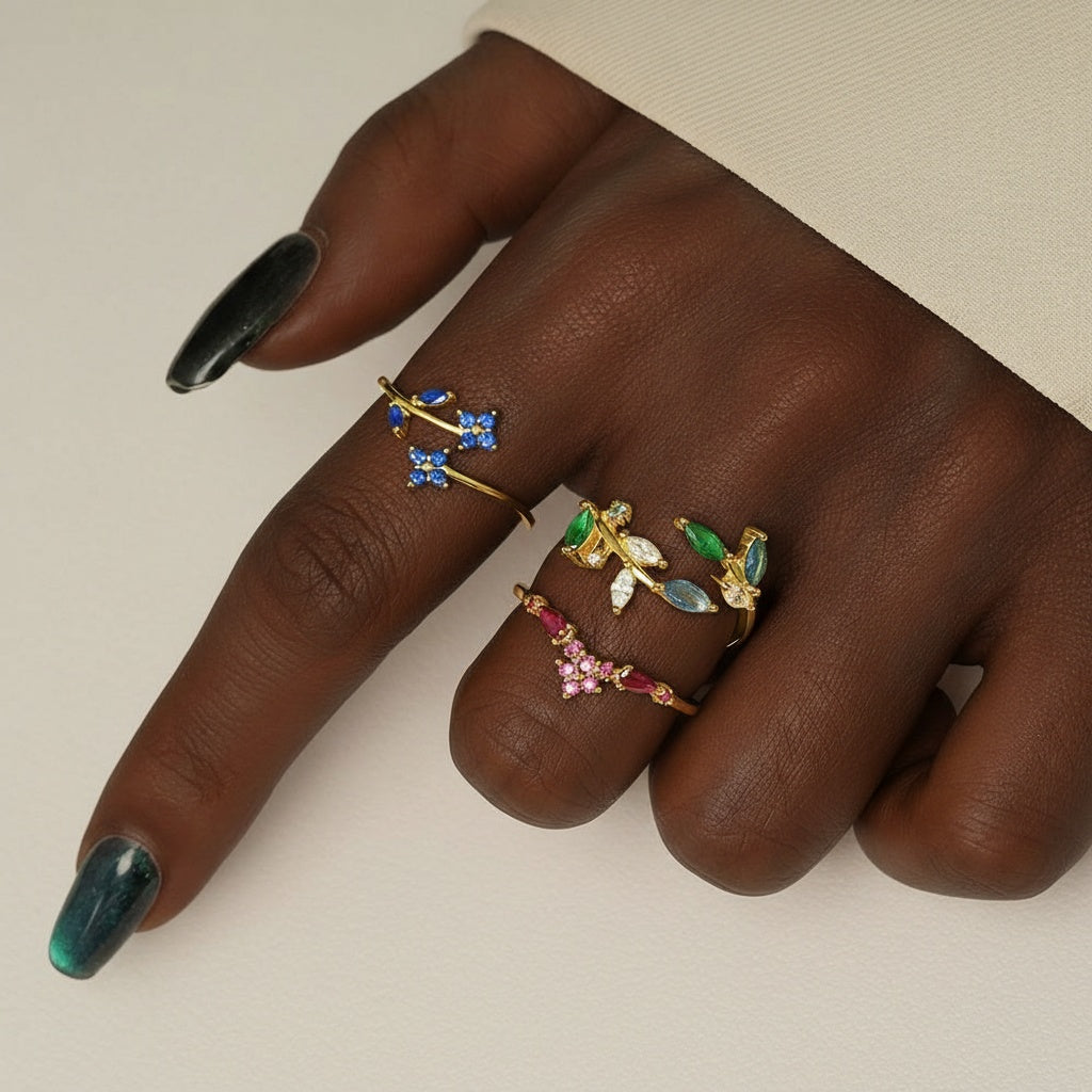 Evergreen Diamond Vine Wrap Open Ring - Gold