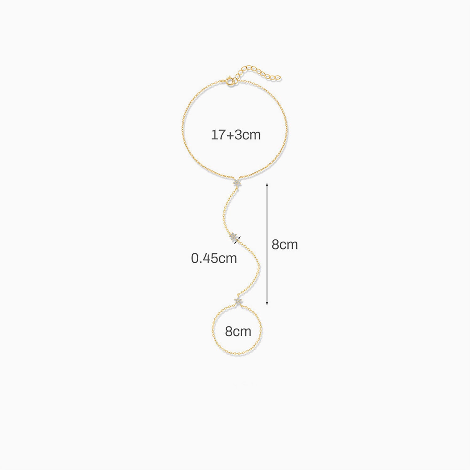 Five Petal Flower Hand Chain Bracelet - Gold