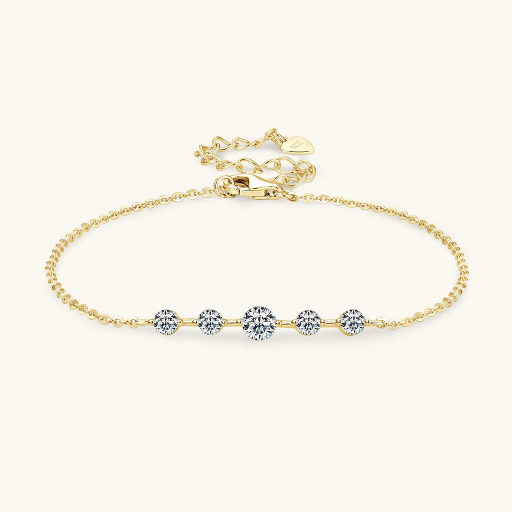 Five Stone Moissanite Bracelet - Gold