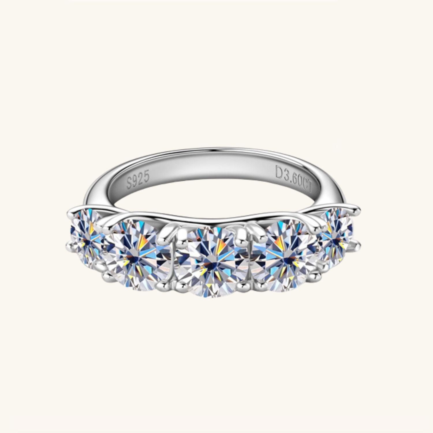 Five Stone Moissanite Ring - Silver