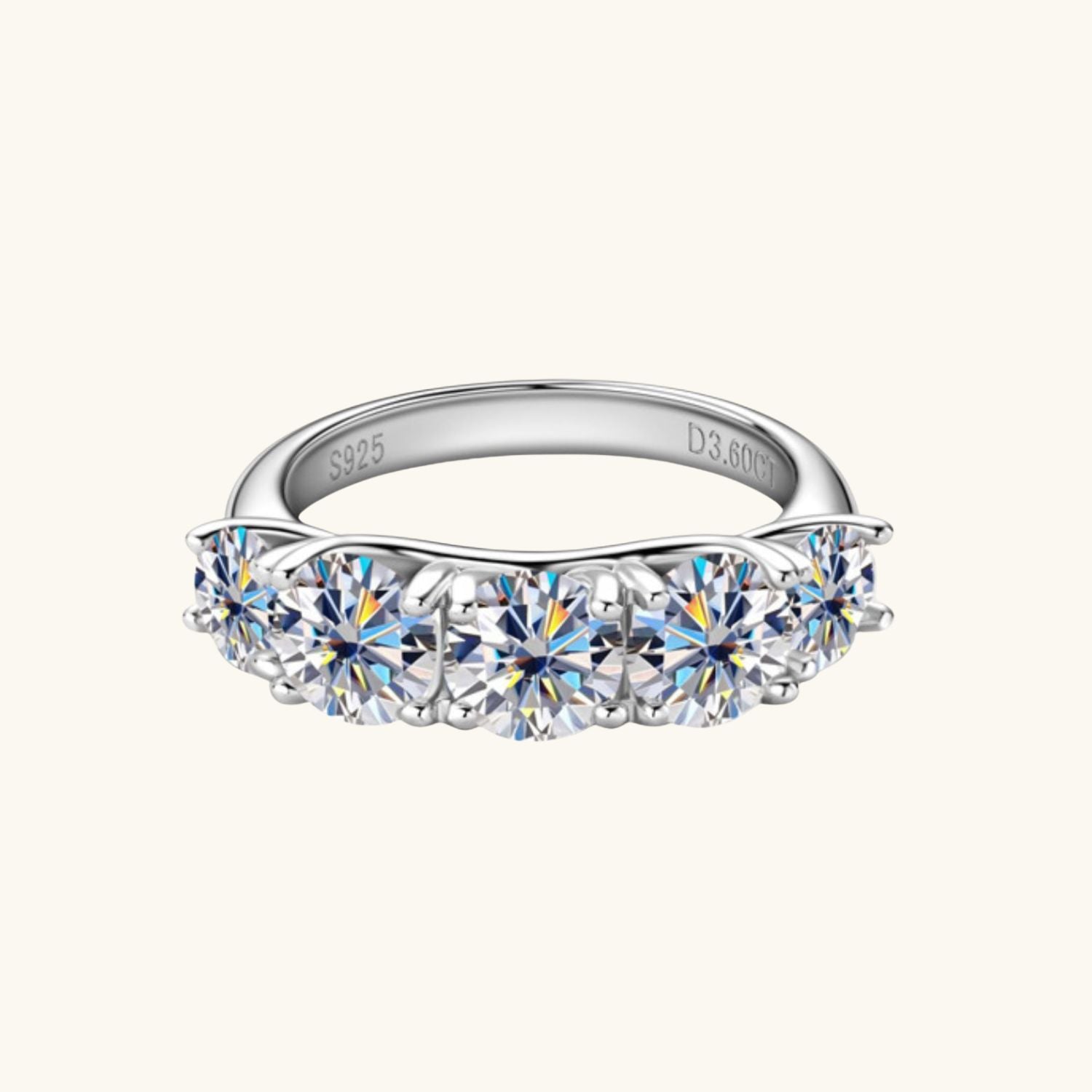 Five Stone Moissanite Ring - Silver