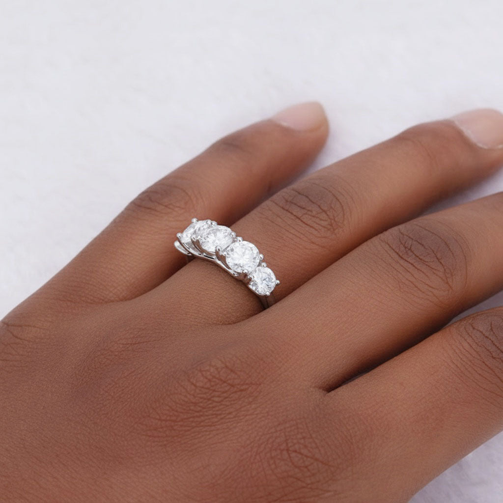 Five Stone Moissanite Ring - Silver