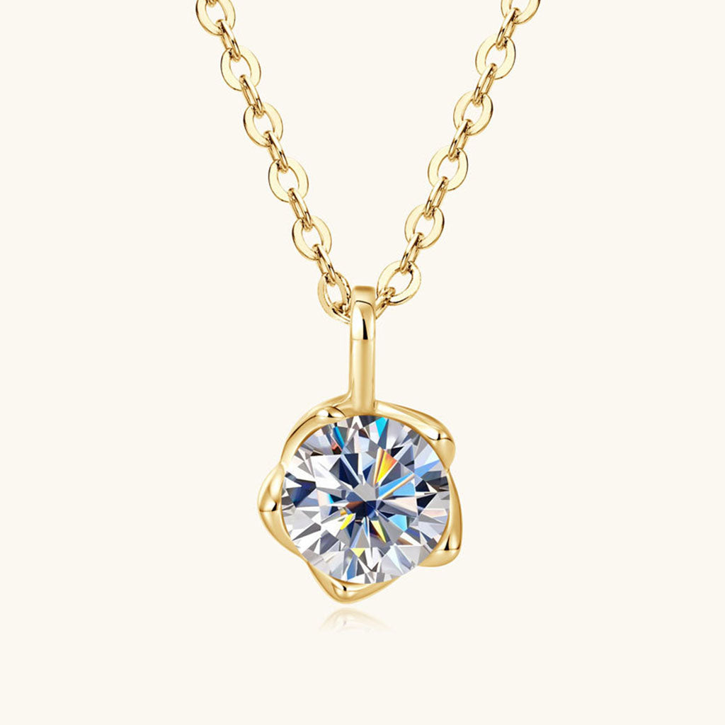 Flower Bud Moissanite Necklace - Gold
