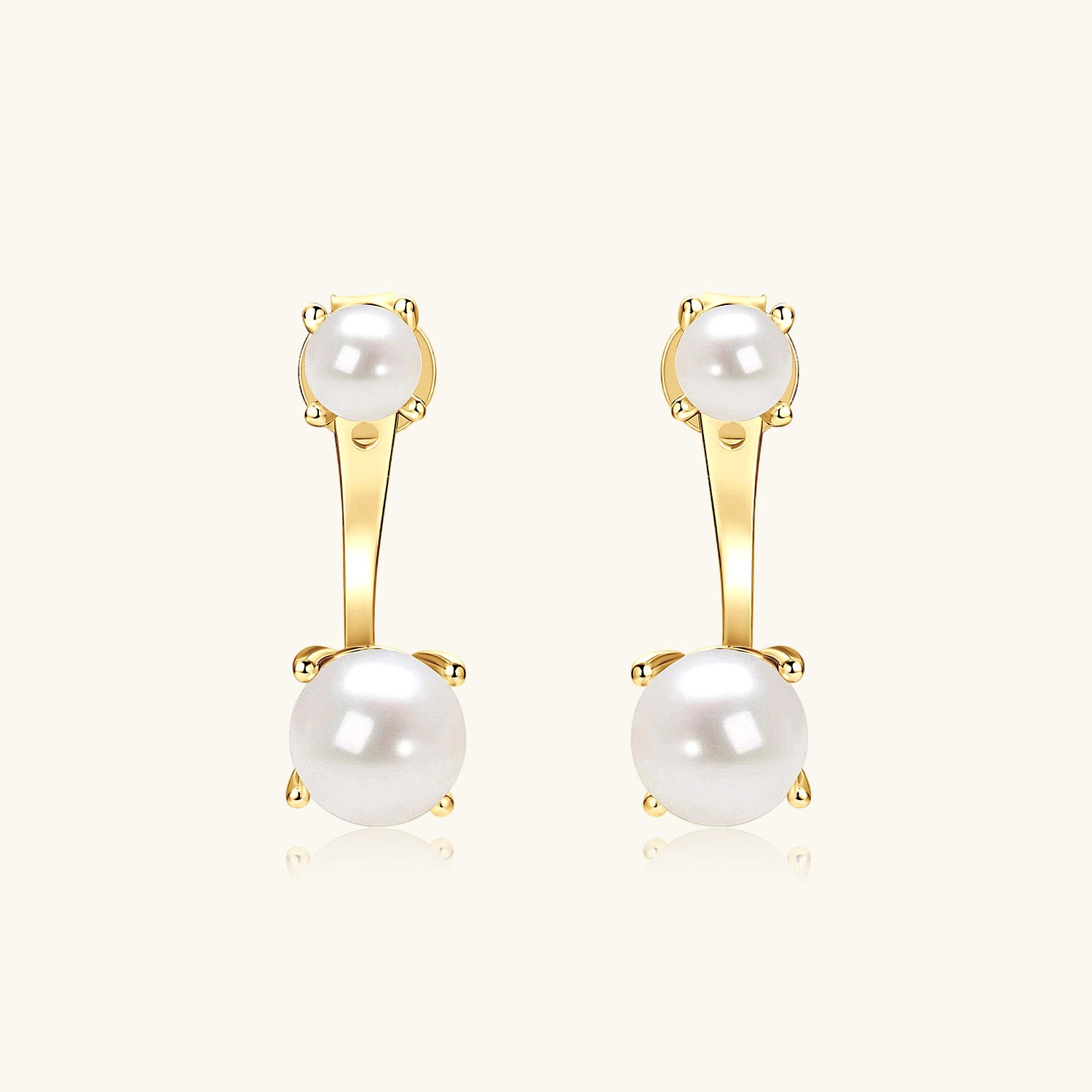 Double Freshwater Pearl Drop Earrings - Gold