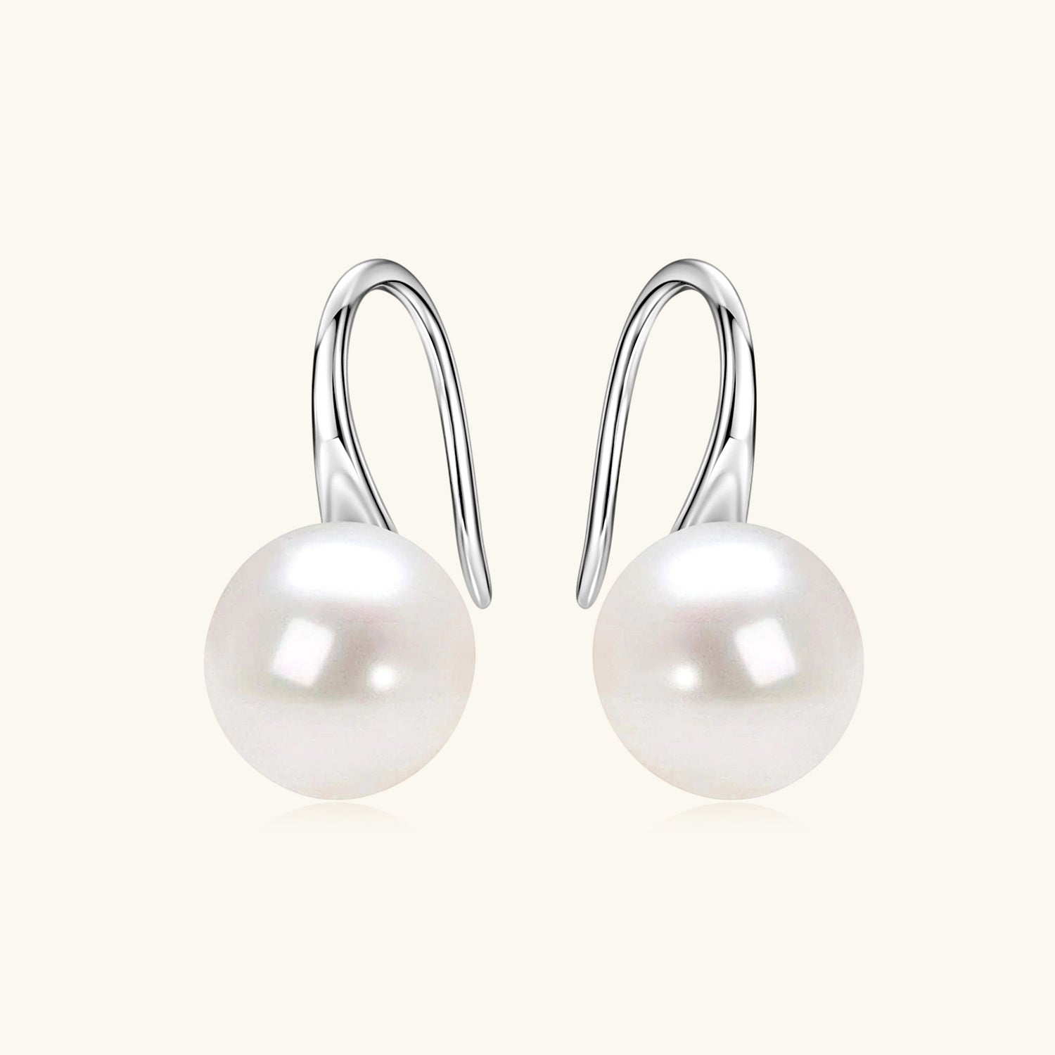 Freshwater Pearl Drop Hook Earrings - Silver