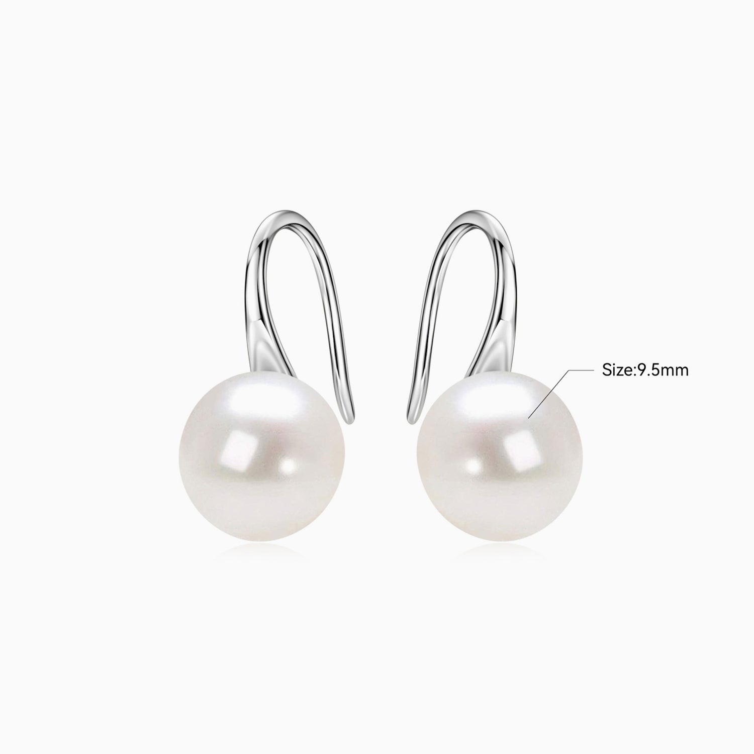 Freshwater Pearl Drop Hook Earrings - Silver