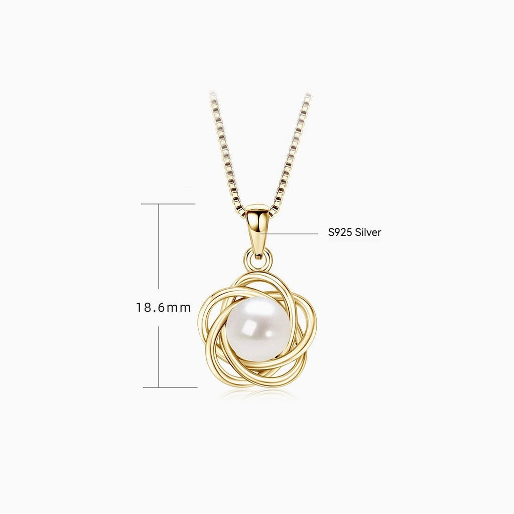 Freshwater Pearl Floral Pendant Necklace - Gold