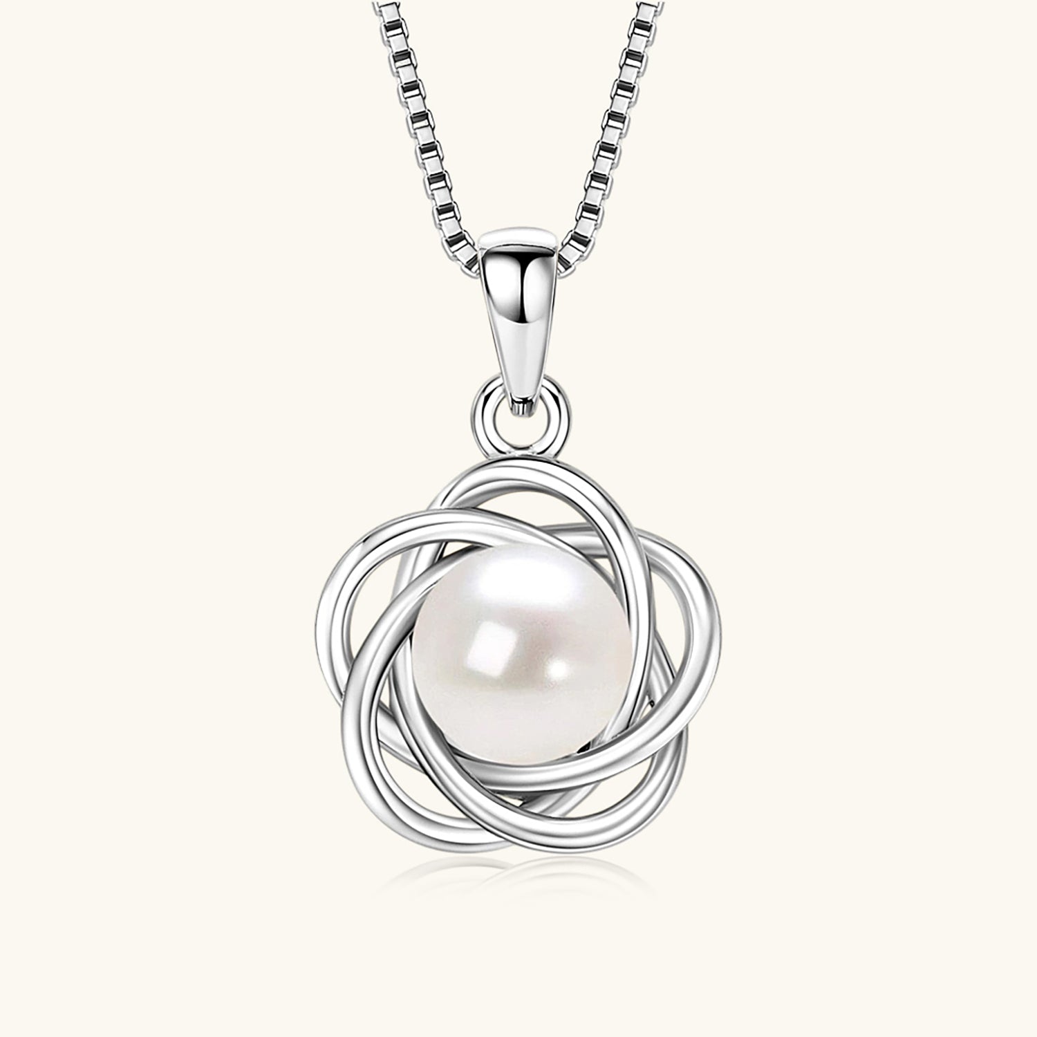 Freshwater Pearl Floral Pendant Necklace - Silver