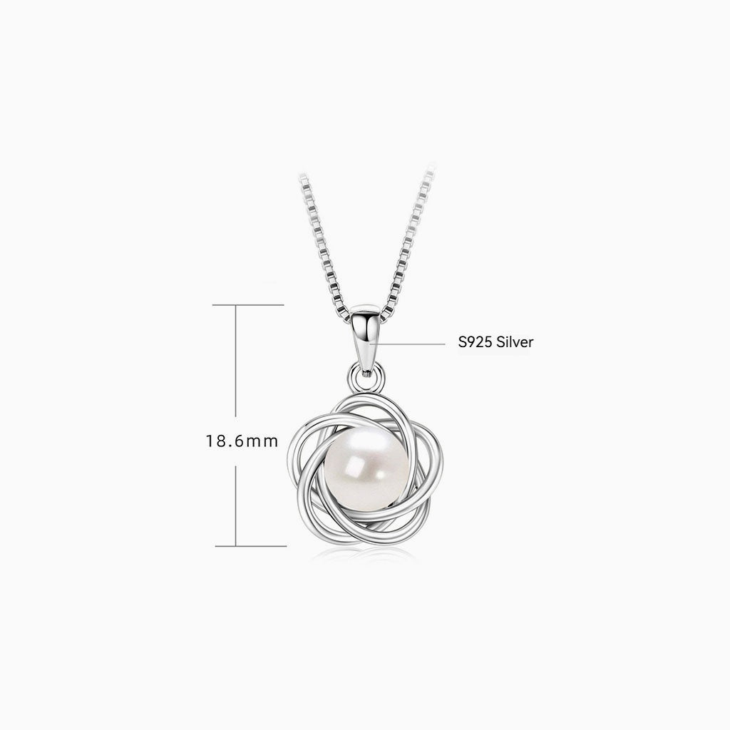 Freshwater Pearl Floral Pendant Necklace - Silver