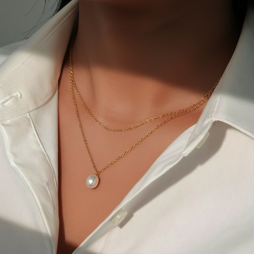 Freshwater Pearl Layered Necklace - Gold
