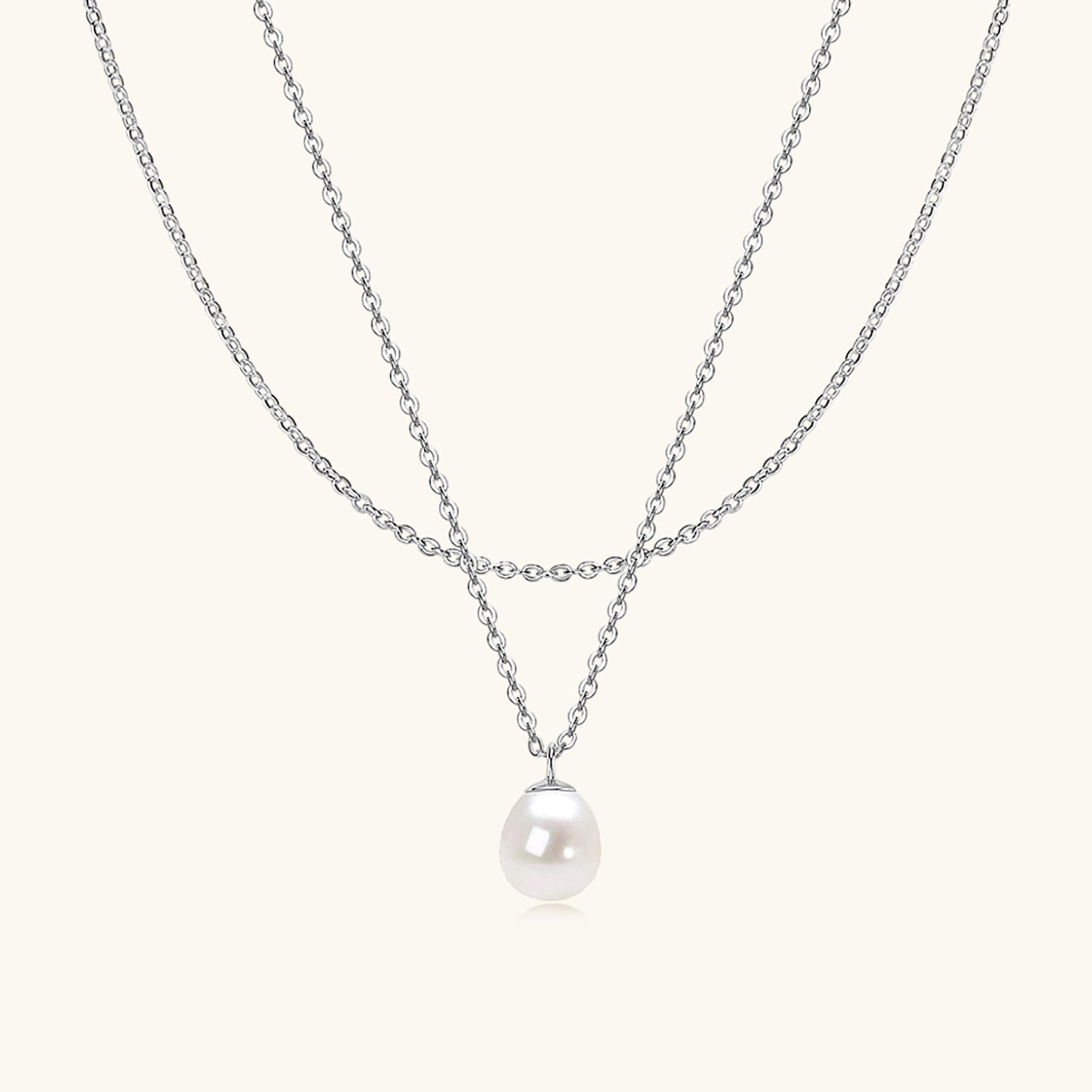 Freshwater Pearl Layered Necklace - Silver