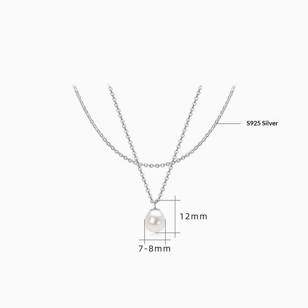 Freshwater Pearl Layered Necklace - Silver
