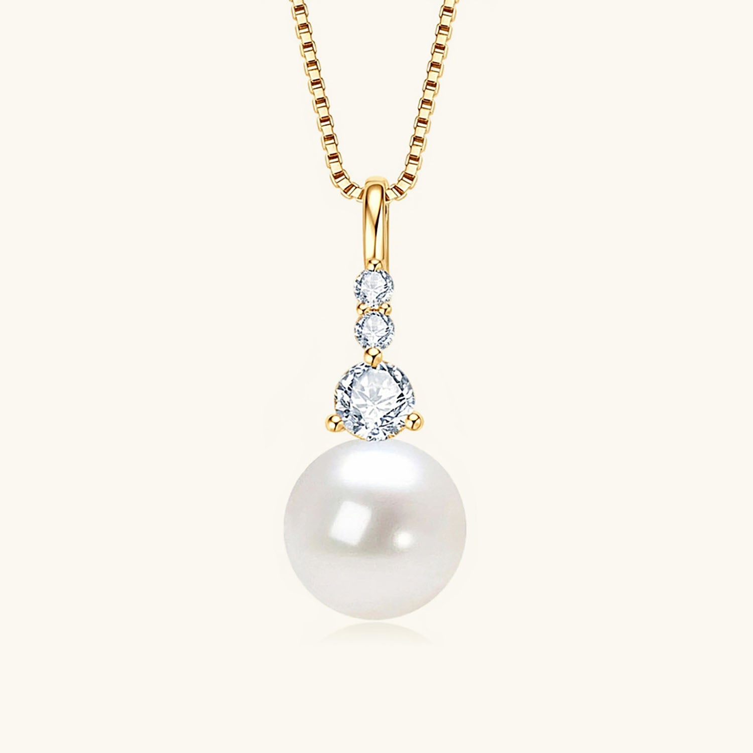 Freshwater Pearl Three Stone Necklace - Gold