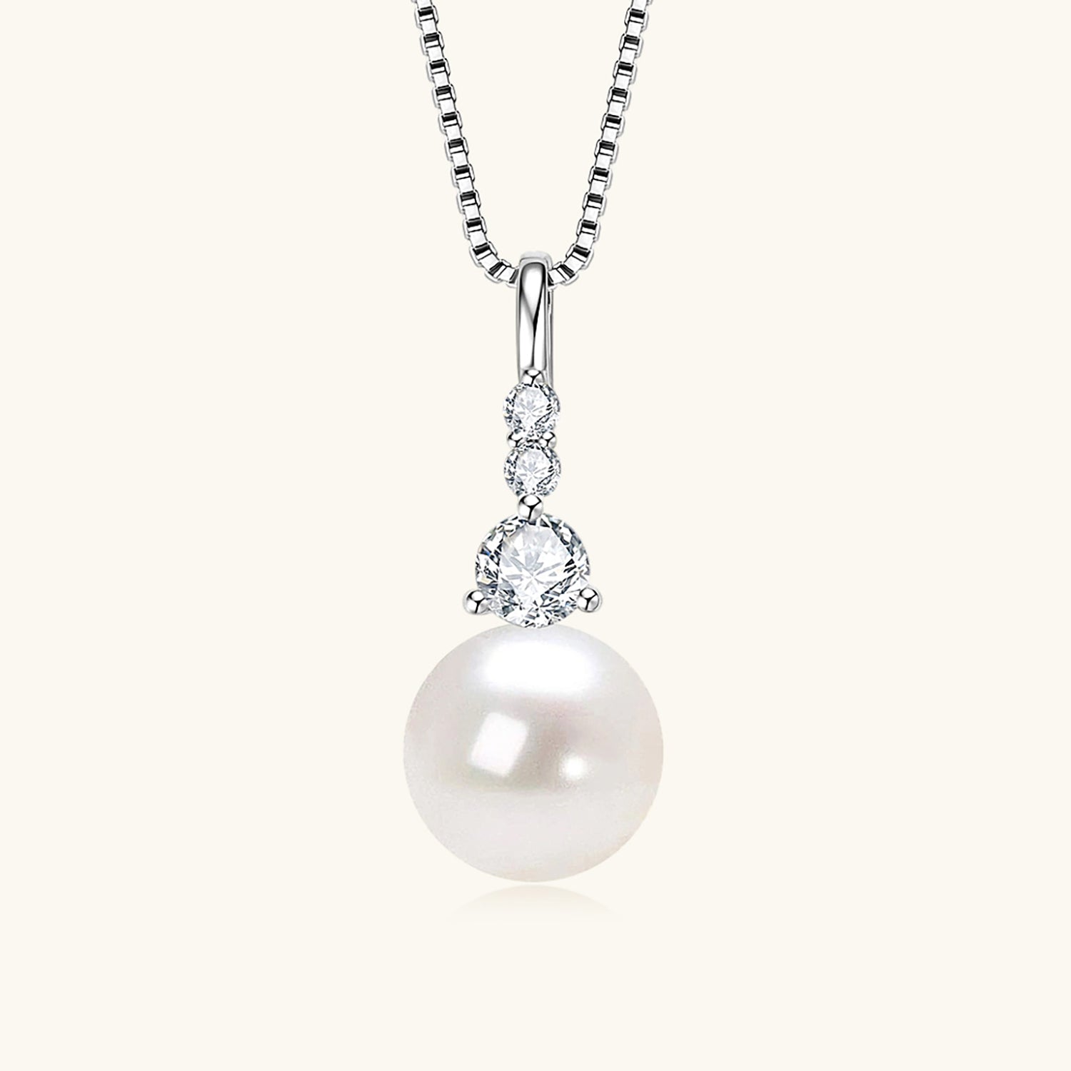 Freshwater Pearl Three Stone Necklace - Silver