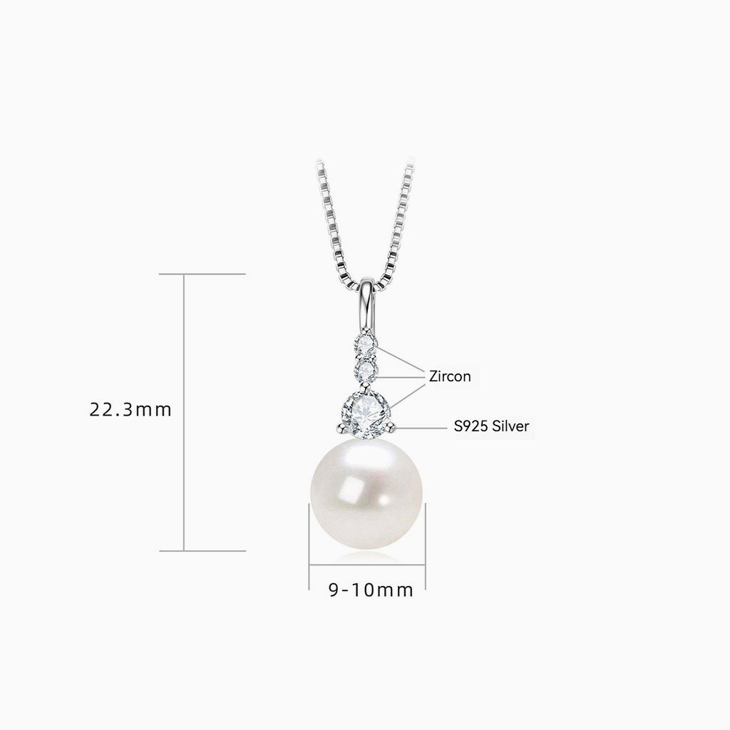 Freshwater Pearl Three Stone Necklace - Silver