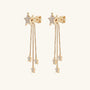 Fringe Star Moissanite Drop Earrings - Gold