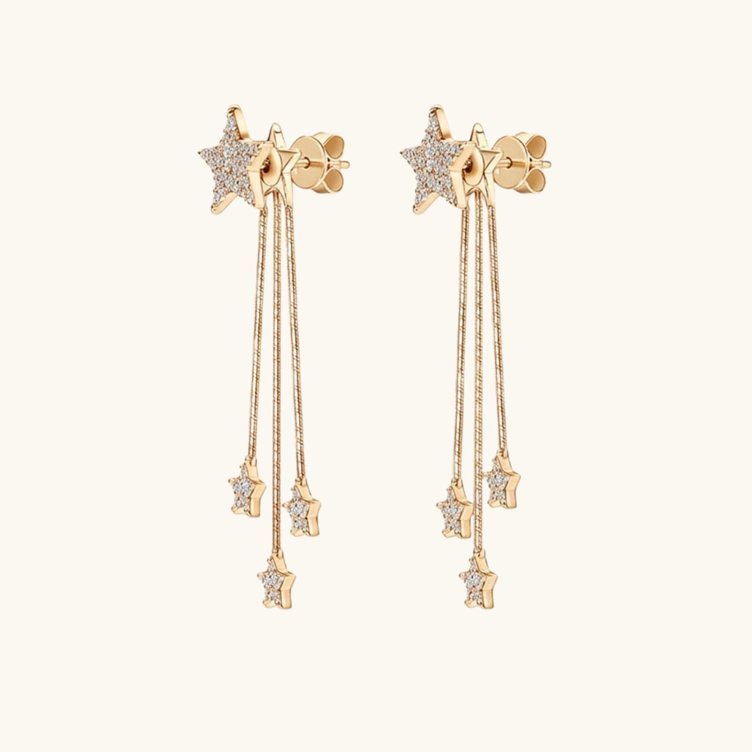 Fringe Star Moissanite Drop Earrings - Gold